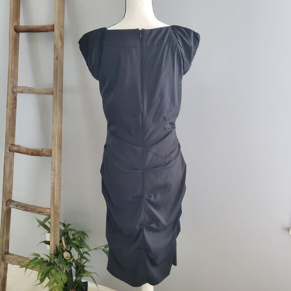 Xscape By Joanna Chen Black Sleeveless Ruched Midi Dress Size 14 - Picture 2 of 9